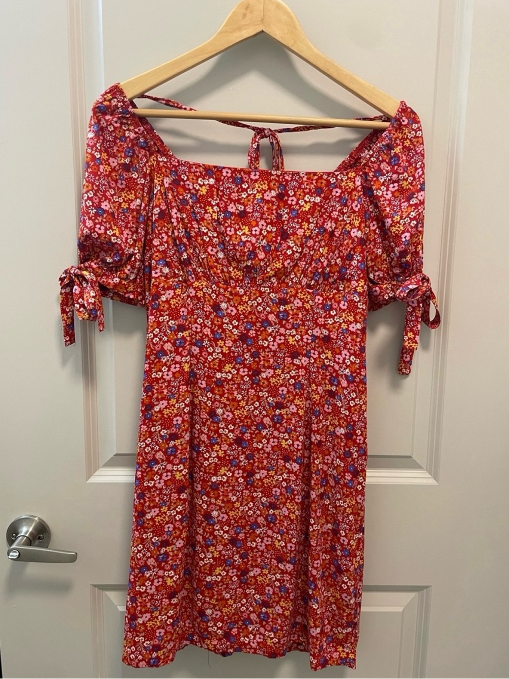 Altar'd State Red Floral Square-Neck Mini Dress